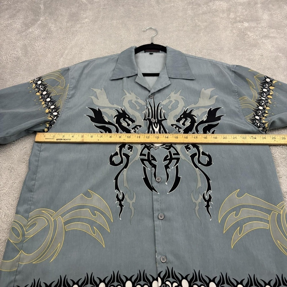 VTG Y2K Big Brother Shirt Mens XL Gray Dragon Tribal Graphic Short Sleeve Grunge - Picture 9 of 11